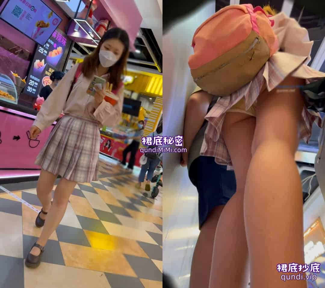 尾随偷拍美女裙底风光，JK制服学生妹黄内裤和透明骚内-2